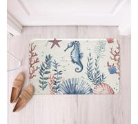 Homemissing Tapetes de baño de caballito de mar con conchas marinas, accesorios de baño subacuáticos, coral, follaje oceánico, 20 x 32 pulgadas, microfibra suave