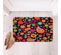 Homemissing Tapetes de baño de cachemira, lujosos, vintage, floral, accesorios de baño bohemios, estilo hippie de los años 70, con flores bohemias, 16 x 24 pulgadas, microfibra suave y rosa negra