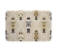 Homemissing Tapetes de baño de Navidad con diseño de cascanueces de Navidad, color dorado y beige, accesorios de baño, diseño de soldado de madera, 20 x 32 pulgadas, microfibra suave