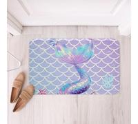Homemissing Tapetes de baño de sirena con escamas de peces, de microfibra, arcoíris, princesa, accesorios de baño, vida oceánica, animales marinos, felpudos antideslizantes de 20 x 32 pulgadas, suaves