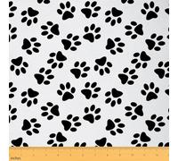 Homemissing The Yard - Tela con estampado de huellas de perro, 92 x 150 cm, tela de tapicería para decoración de sillas, decoración de dibujos animados, tela impermeable para exteriores, color blanco