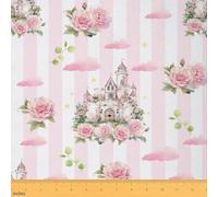 Homemissing The Yard - Tela de castillo rosa romántica de cuento de hadas, tela de tapicería de casa de ensueño, impermeable, decoración interior y exterior, para proyectos de costura, manualidades