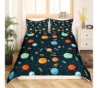 Homemissing Universe Planet - Juego de cama (220 x 240 cm), diseño de cohete espacial, juego de funda nórdica Cosmos, funda de edredón Breathable Cosmos Adventure, decoración de dormitorio