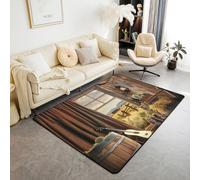 Homemissing Western Country - Alfombra rústica de poliéster de 150 x 200 cm, para sala de estar, dormitorio, decoración de vaquero del salvaje oeste, alfombra vintage para interiores, suave