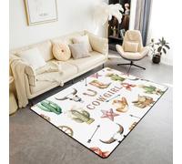 Homemissing Western Decor - Alfombra de área de 150 x 200 cm para dormitorio, color marrón y blanco, suave, antideslizante, decoración de vaquero del salvaje oeste, alfombra rústica rústica para