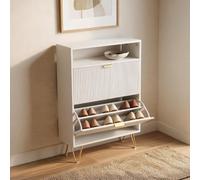 HomeMiYN - Armario para zapatillas, con 2 cajones abatibles, Shelf y soporte metálico, gran espacio de almacenamiento, adecuado para pasillos, entrada y vestíbulo, color blanco