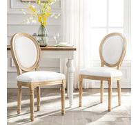HomeMiYN Juego de 2 Sillas Medallón,Sillas de Comedor de Madera Estilo Luis XVI en Tela de Lino,Francesas Vintage con Respaldo Ovalado Clásico y Asiento Acolchado para Dormitorio,Restaurante - Beige