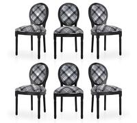 HomeMiYN Medaillon - Silla de Comedor de Estilo Louis-XVI de Tela de Lino, sillas de Cena, Respaldo Suave para Dormitorio, salón, Restaurante, Rojo,Pack 6