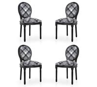 HomeMiYN Medaillon - Silla de Comedor de Estilo Louis-XVI de Tela de Lino, sillas de Cena, Respaldo Suave para Dormitorio, salón, Restaurante, Negro,Pack 4