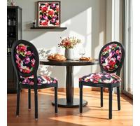 HomeMiYN Medaillon - Silla de Comedor de Estilo Louis-XVI de Tela de Lino, sillas de Cena, Respaldo Suave para Dormitorio, salón, Restaurante, Rojo,Pack 2