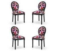 HomeMiYN Medaillon - Silla de Comedor de Estilo Louis-XVI de Tela de Lino, sillas de Cena, Respaldo Suave para Dormitorio, salón, Restaurante, Rojo,Pack 4