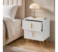 HomeMiYN - Mesita de noche, con 2 cajones, color blanco