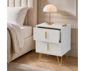 HomeMiYN - Mesita de noche, con 2 cajones, color blanco