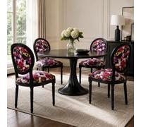 HomeMiYN Set de 4 Sillas de Comedor, Sillas Medallón de Madera, Rojo