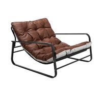 HomeMiYN Sillón de salón de jardín con cojín reversible, sillón de jardín, balcón, muebles de acero, silla acolchada para 2 personas, sillón de jardín, exterior, tumbona de relax, balcón, jardín