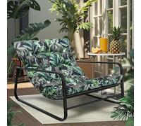 HomeMiYN Sillón de salón de jardín con cojín reversible, sillón de jardín, muebles de balcón, silla acolchada de acero, para 2 personas, sillón de jardín, exterior, tumbona de relax, balcón, jardín
