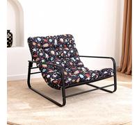 HomeMiYN Sillón de salón, tumbona de jardín con cojín reversible, sillón de jardín, balcón, muebles de acero, silla acolchada para 2 personas, sillón de jardín, exterior, tumbona de relax, balcón