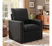 HomeMiYN Sillón, Giratorio 360°, Butaca Reclinable con Alas para Sala, Dormitorio y Oficina, Amplio y Cómodo Negro