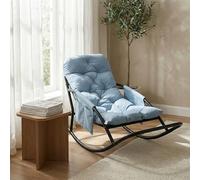 HomeMiYN Sillón Mecedor Exterior, Silla Mecedora Papasan con Cojín y Estructura de Metal, Soporte para Pies, para Dormitorio, Salón, Terraza, Jardín, Balcón, Capacidad de Carga 120 kg, Tela técnica