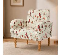 HomeMiYN Sillón Vintage Floral Tapizado con Patas de Madera Maciza