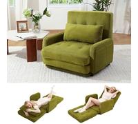HomeMiYN Sofá Cama Plegable 4 en 1, Sillón Relax y Cama de Visitantes | Conector para Sofá 2 Plazas | Alternativa a Sillón Cama| para Salón y Dormitorio Verde Hierba