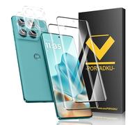 HOMEMO Protector de Pantalla para Motorola Moto Edge 60 fusion/Edge 60 5G, Película de Vidrio Templado 2 Piezas+ Protector de Lente de Cámara 2 Piezas, 9H Dureza, Antihuellas, HD Clara, Sin Burbujas