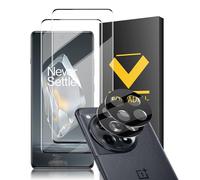 HOMEMO Protector de Pantalla para OnePlus 12R 5G, Película de Vidrio Templado 2 Piezas+ Protector de Lente de Cámara 2 Piezas, 9H Dureza, Antihuellas, HD Clara, Sin Burbujas, Anti-Scratch