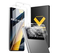 HOMEMO Protector de Pantalla para Xiaomi POCO X6 Pro 2 Piezas + Protector de Lente de Cámara 2 Piezas, 3D Cobertura Completa, Anti-Scratch, Sin Burbujas, HD TransparenteVidrio Templado