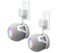 HomeMount Soporte de Pared Compatible con HomePod Mini, Autoadhesivo o Perforado, gestión de Cables, Soporte para Ahorrar Espacio y Soporte para HomePod Mini (2 Piezas - Blanco)