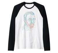 Homenaje al Artista Minimalista de Vincent Gogh Line Art Camiseta Manga Raglan