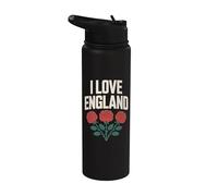 Homenaje al patrimonio floral I Love England Rose Stainless Steel Insulated Water Bottle