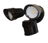 HOMEnhancements - Luz de inundación LED con sensor de movimiento negro de 2 luces, 3000 K, ajustable de doble cabeza, luz de seguridad al aire última intervensión, atardecer al amanecer, impermeable