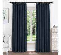HOMEo Cortinas de felpilla 100% opacas, con aislamiento térmico, cortinas de lujo para dormitorio y sala de estar, suaves, color azul marino, plisadas, 50 pulgadas de ancho x 63 pulgadas de largo, 1