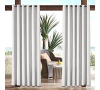 HOMEo Cortinas impermeables para exteriores, para patio, resistentes al viento, cortinas con ojales para péra, glorieta y playa, 50 pulgadas de ancho x 96 pulgadas de largo, color blanco (1 panel
