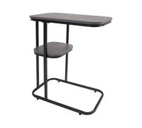 HOMEONENIC Mesa de centro, 50 x 30 x 58 cm, mesa auxiliar móvil, rectangular, con espacio de almacenamiento de 2 niveles, mesa de sofá para salón, oficina (negro y gris)