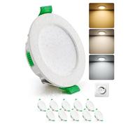 HOMEOW Downlight LED Regulable, 4W Interior Focos Techo Empotrable Blanco Cálido 2700K, Natural 4000K y Frío 6000K, Ojos de Buey IP44 Baño, Apertura 55-68mm, Extraplano 29mm, Pack 10