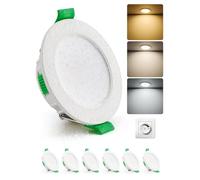 HOMEOW Downlight LED Regulable, 4W Interior Focos Techo Empotrable Blanco Cálido 2700K, Natural 4000K y Frío 6000K, Ojos de Buey IP44 Baño, Apertura 55-68mm, Extraplano 29mm, Pack 6