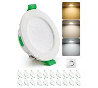HOMEOW Downlight LED Regulable, 4W Interior Focos Techo Empotrable Blanco Cálido 2700K, Natural 4000K y Frío 6000K, Ojos de Buey IP44 Baño, Apertura 55-68mm, Extraplano 29mm, Pack 20