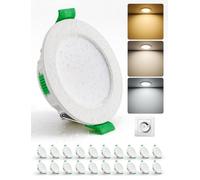 HOMEOW Downlight LED Regulable, 5W Interior Focos Techo Empotrable Blanco Cálido 2700K, Natural 4000K y Frío 6000K, Ojos de Buey IP44 Baño, Apertura 68-80mm, Extraplano 25mm, Pack 20