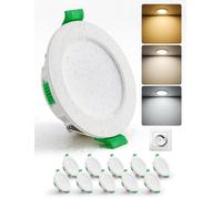 HOMEOW Downlight LED Regulable, 5W Interior Focos Techo Empotrable Blanco Cálido 2700K, Natural 4000K y Frío 6000K, Ojos de Buey IP44 Baño, Apertura 68-80mm, Extraplano 25mm, Pack 10