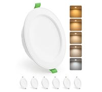 HOMEOW Downlight LED Techo Empotrable 10W, Ojos de Buey 1100LM IP44, Interior Focos Techo Empotrable 2700K 3000K 4000K 5000K 6000K, Apertura 115-130mm, Extraplano 30mm, No Regulable, Pack 6