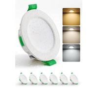 HOMEOW Focos Techo Empotrable 5W, Ojos de Buey 480LM IP44, Interior Downlight LED Blanco Cálido 2700K, Natural 4000K y Frío 6000K, Apertura 68-80mm, Extraplano 25mm, No Regulable, Pack 6