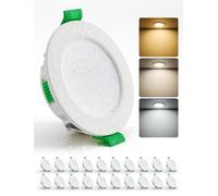 HOMEOW Focos Techo Empotrable 5W, Ojos de Buey 480LM IP44, Interior Downlight LED Blanco Cálido 2700K, Natural 4000K y Frío 6000K, Apertura 68-80mm, Extraplano 25mm, No Regulable, Pack 20