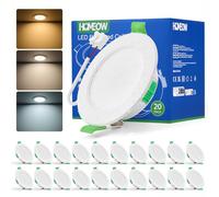 HOMEOW Pack de 20 Focos LED Interior Techo 5W, Downlight LED Empotrable Luz Calida 2700K Neutra 4000K Frío 6000K, IP44 Ojos de Buey Para Techo Baño Cocina, Apertura 68-78mm