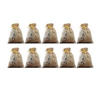 Homeponnew 10 bolsas de Navidad con cordón para dulces con patrón de estrellas brillantes, bolsas de regalo de tela para dulces, recuerdos de fiesta y decoraciones festivas, beige, rojo, verde y gris