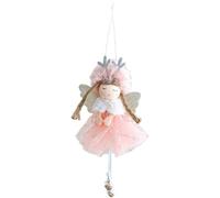Homeponnew Adorno de ángel de Navidad con cuernos, alas y falda de tul, colgante de plástico rosa, blanco, dorado, gris, para decoración festiva de árbol de vacaciones, 17 cm de altura, ligero para