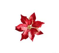 Homeponnew Adorno floral hueco festivo para decoración de árbol de Navidad y corona, material de tela ligera con patrones intrincados, 26 cm de diámetro (rojo)