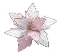 Homeponnew Adorno navideño de flor de Pascua con purpurina de 30 cm para árbol, corona o decoración de fiesta, paño colgante y acento festivo de plástico en color rojo