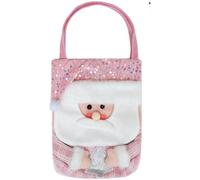 Homeponnew Bolsa reutilizable de tela resistente con patrones festivos de Papá Noel, muñeco de nieve y alce, interior espacioso de 29 x 22 cm con cómodas asas de 44 cm para regalos, dulces o frutas