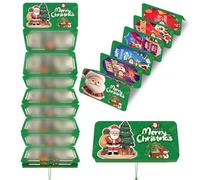 Homeponnew Caja para tarjetas y dinero con 10 ranuras seguras, diseño festivo de Papá Noel, para construcción de papel duradero para fiestas de vacaciones y regalos sorpresa, rojo/azul/verde